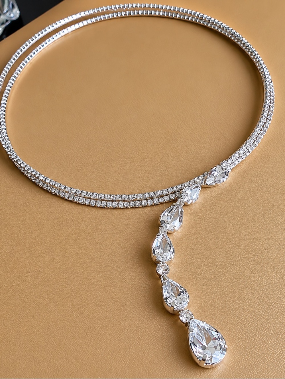 Silver Crystal statement Necklace -
